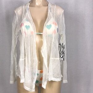 Tango Mango Size Medium White Mesh Lettuce Trim Cover Up Top. New With Tags